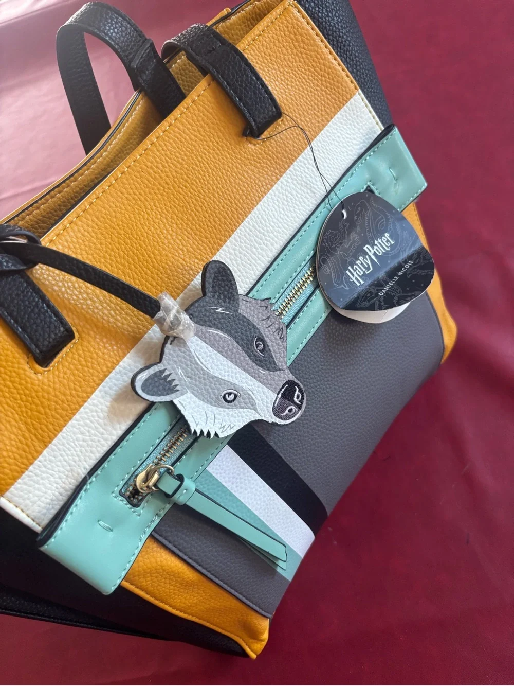 Colorblock Tote Bag in Mustard, Mint & Gray - Women Bags